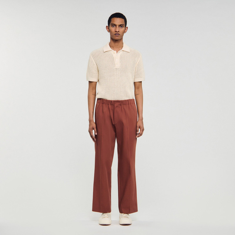 Sandro ELASTICATED WIDE-LEG COTTON TROUSERS outlook