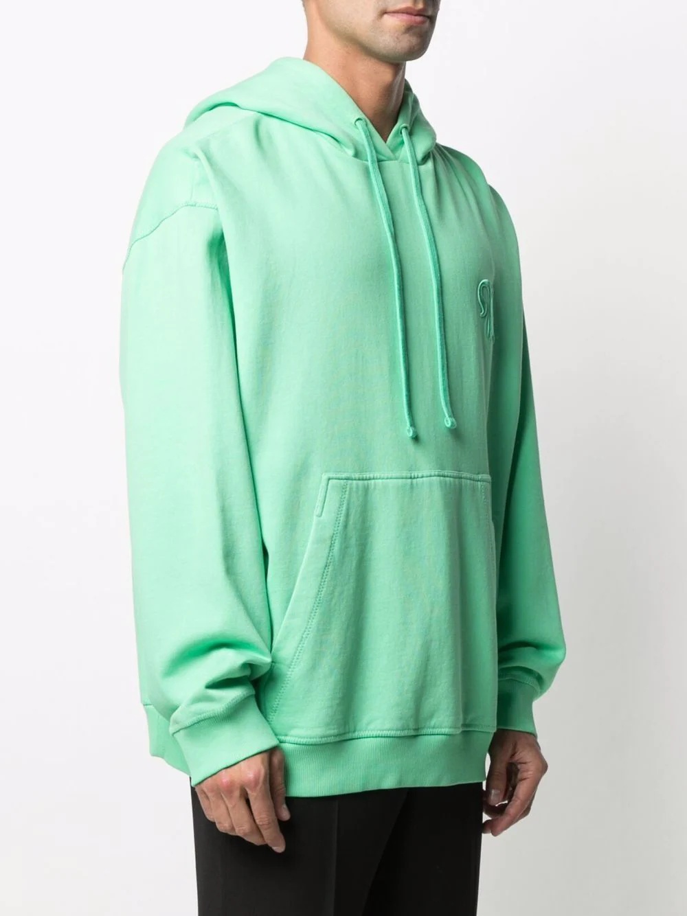 logo drawstring organic cotton hoodie - 3