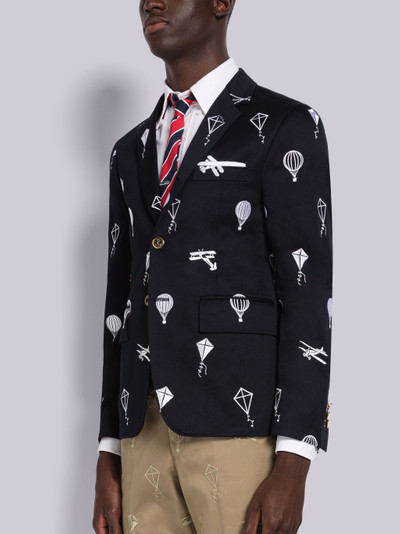 Thom Browne Navy Cotton Twill Half Drop Sky Icon Unconstructed Classic Jacket outlook