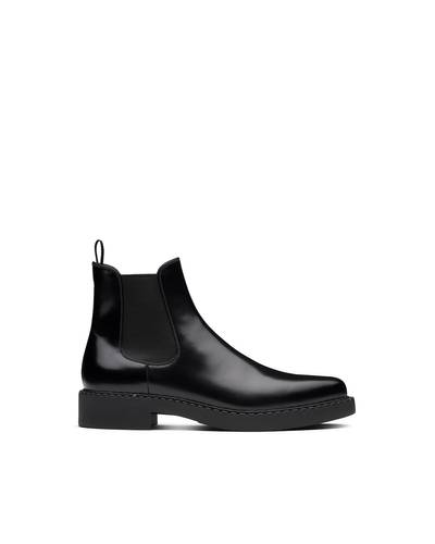 Prada Sharp brushed leather Chelsea boots outlook