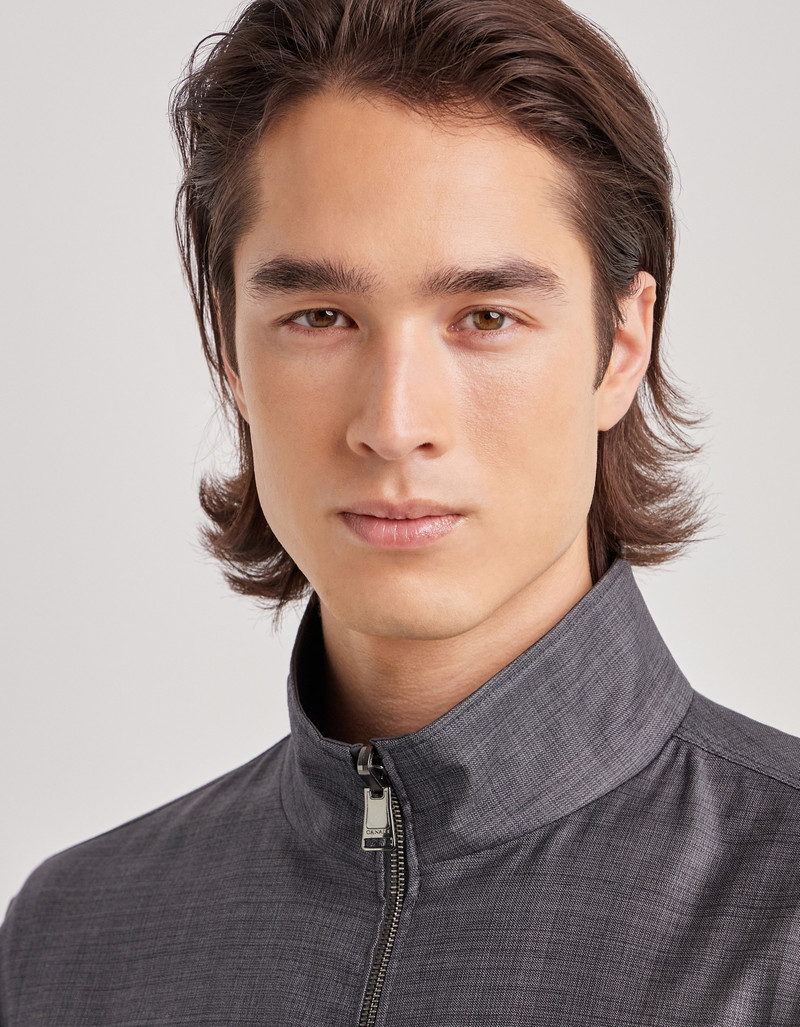 CARAMEL MIXED-MATERIAL ULTRALIGHT SUEDE BOMBER JACKET WITH KNIT INSERTS 19
