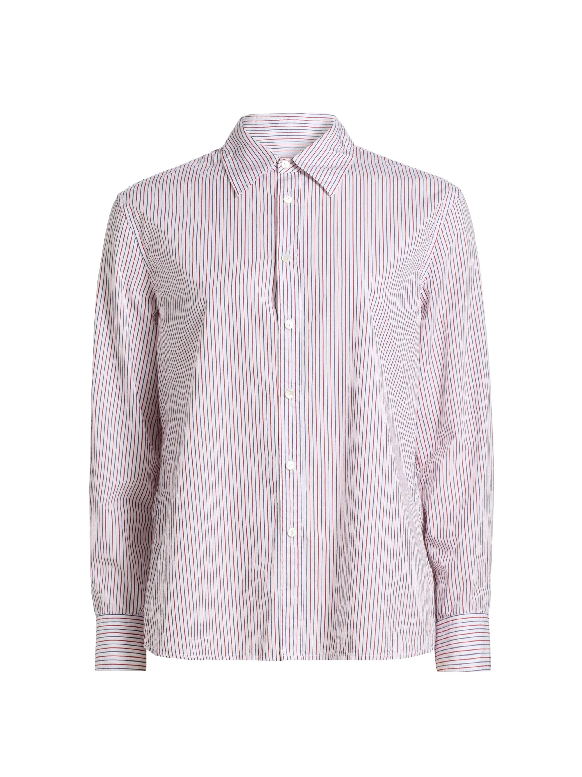 Women's Raphael Striped Classic Button-Front Shirt - Red Blue Stripe - 1