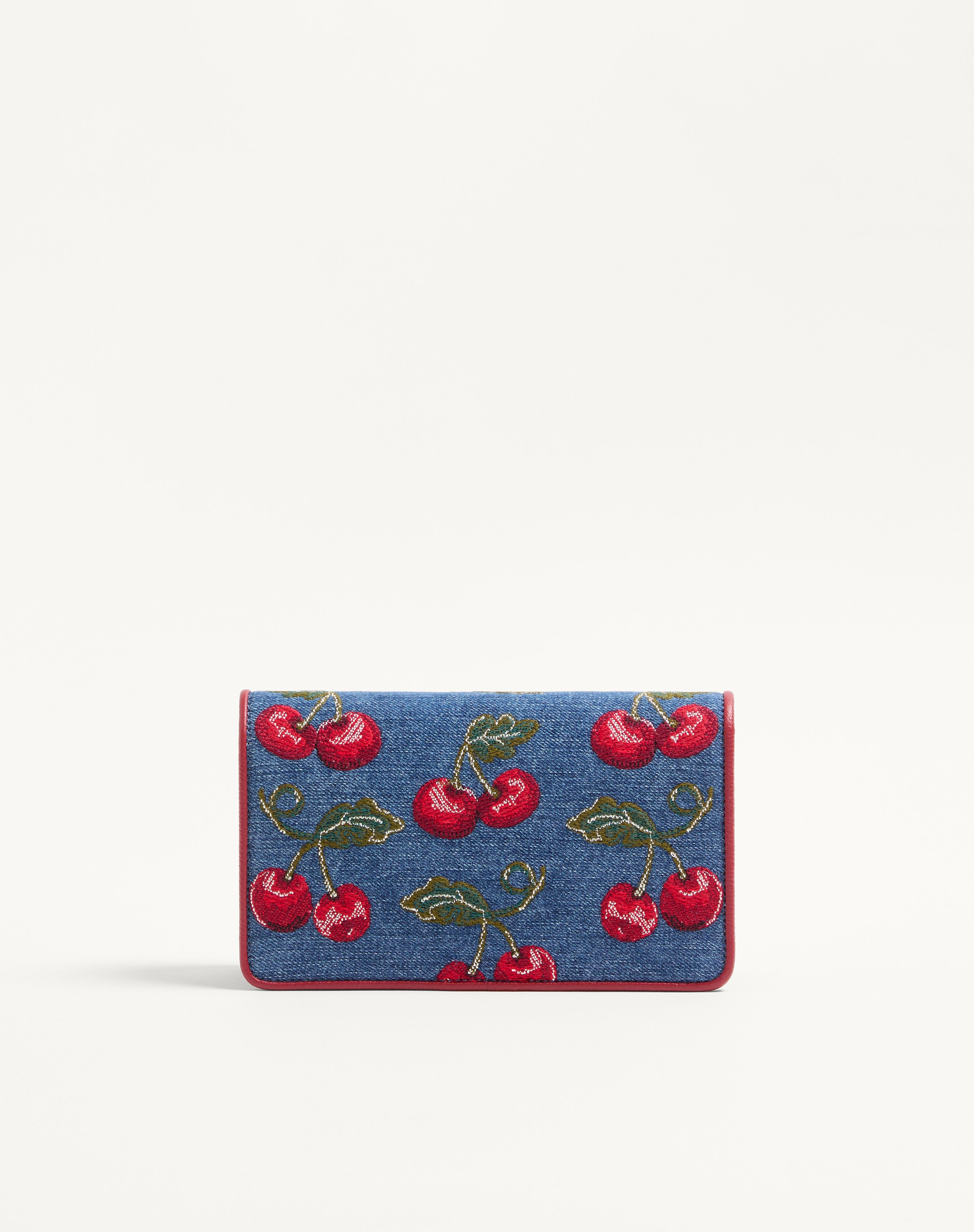 VLOGO SIGNATURE MINI DENIM SHOULDER BAG WITH CHERRYFIC EMBROIDERY - 4