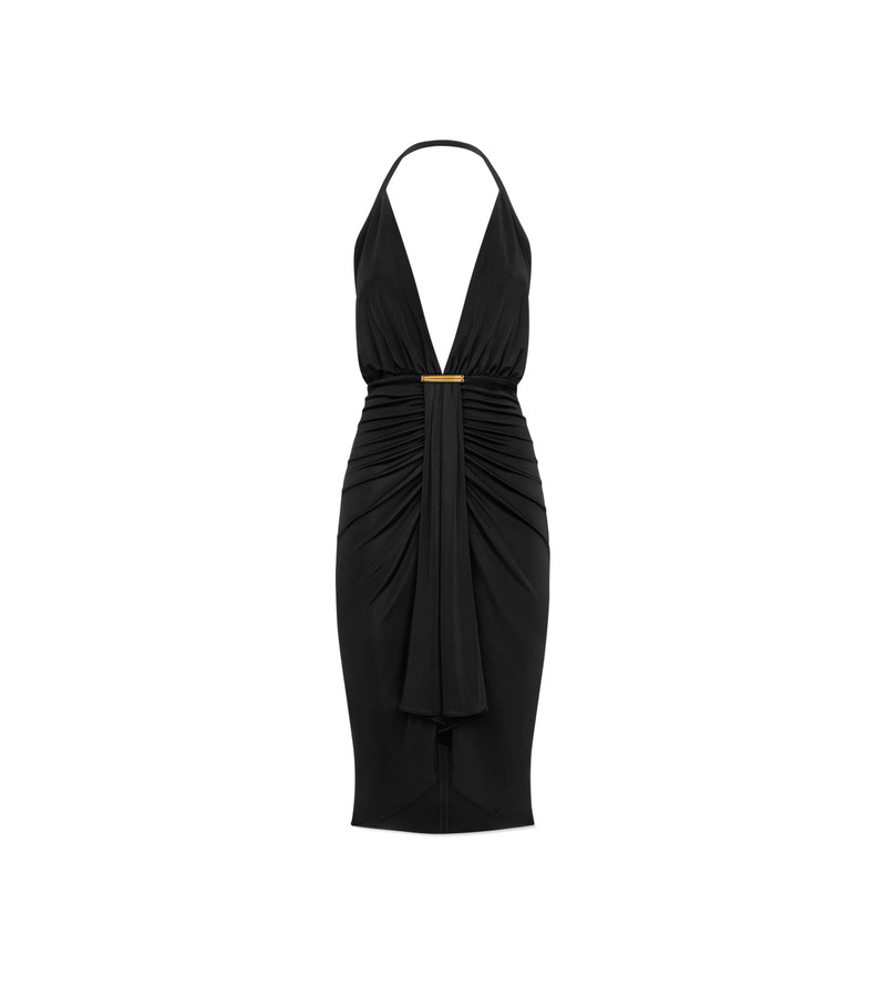 V-NECK COCKTAIL DRESS WITH DRAPED WATERFALL CENTRE FRONT DETAIL 4