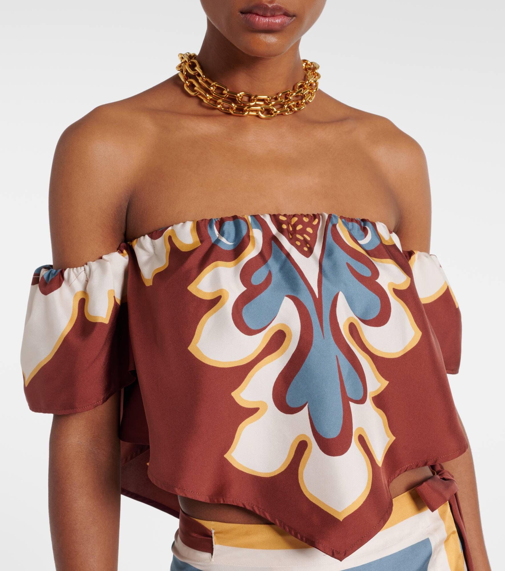 Sand Dollar off-shoulder silk top - 4