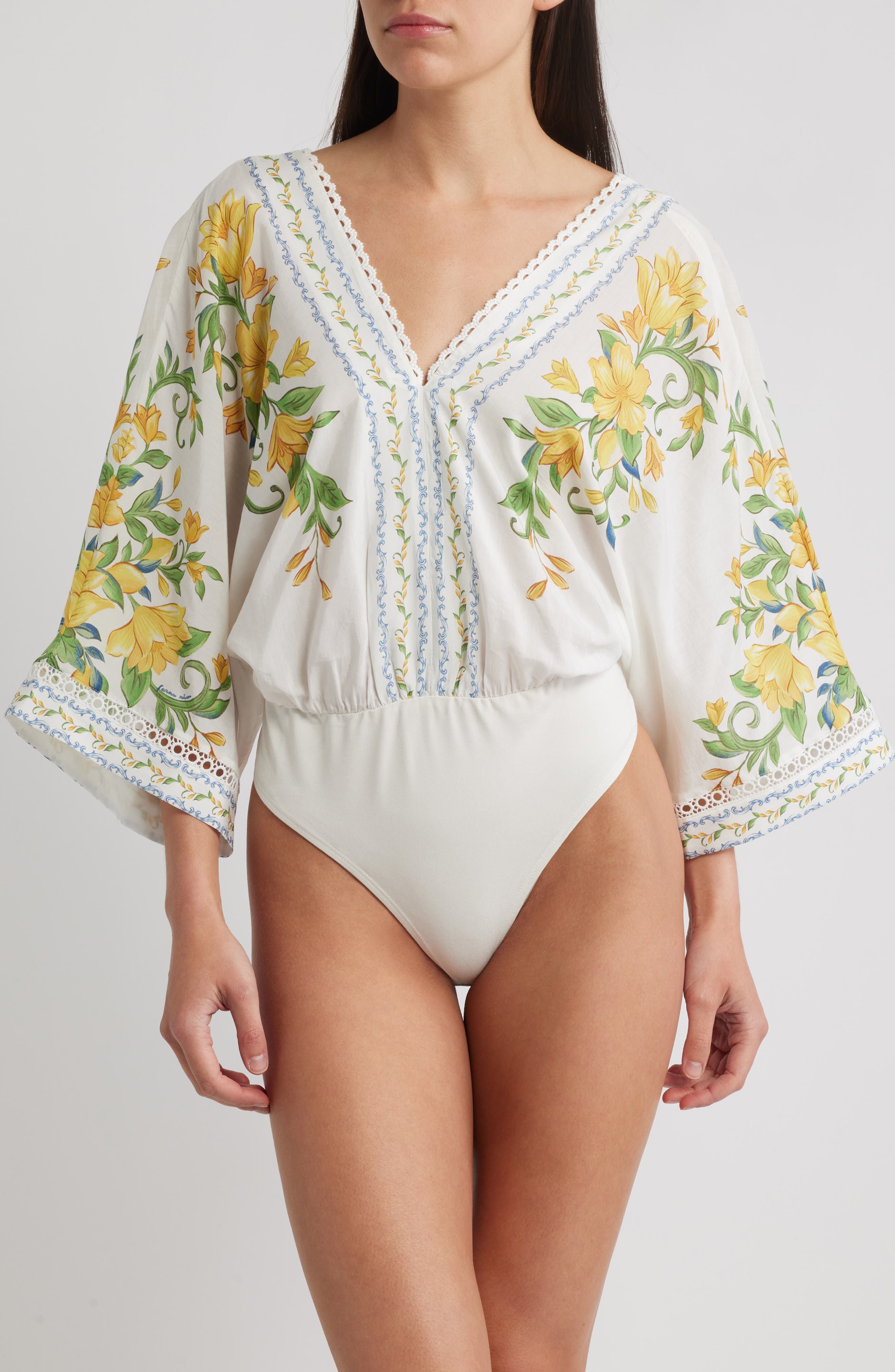 FARM Rio Sicily Dolman Sleeve Bodysuit in Off-White at Nordstrom - 2