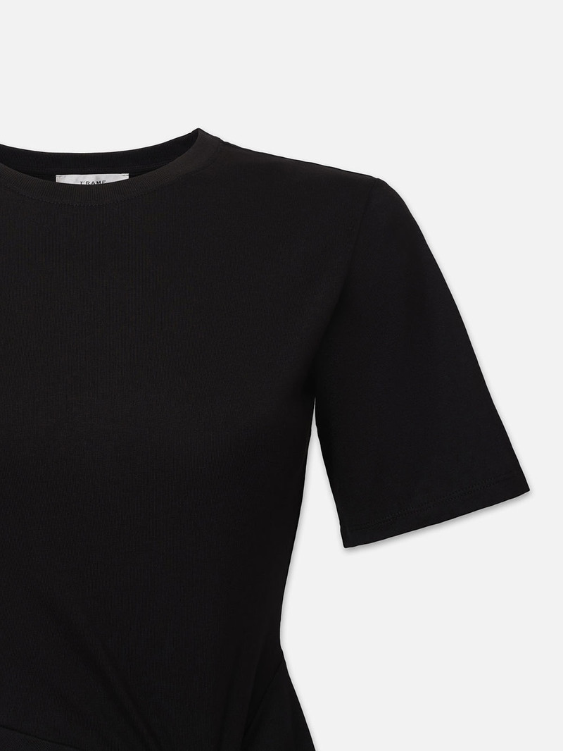 Ruched Front Tie Dress in Black 3