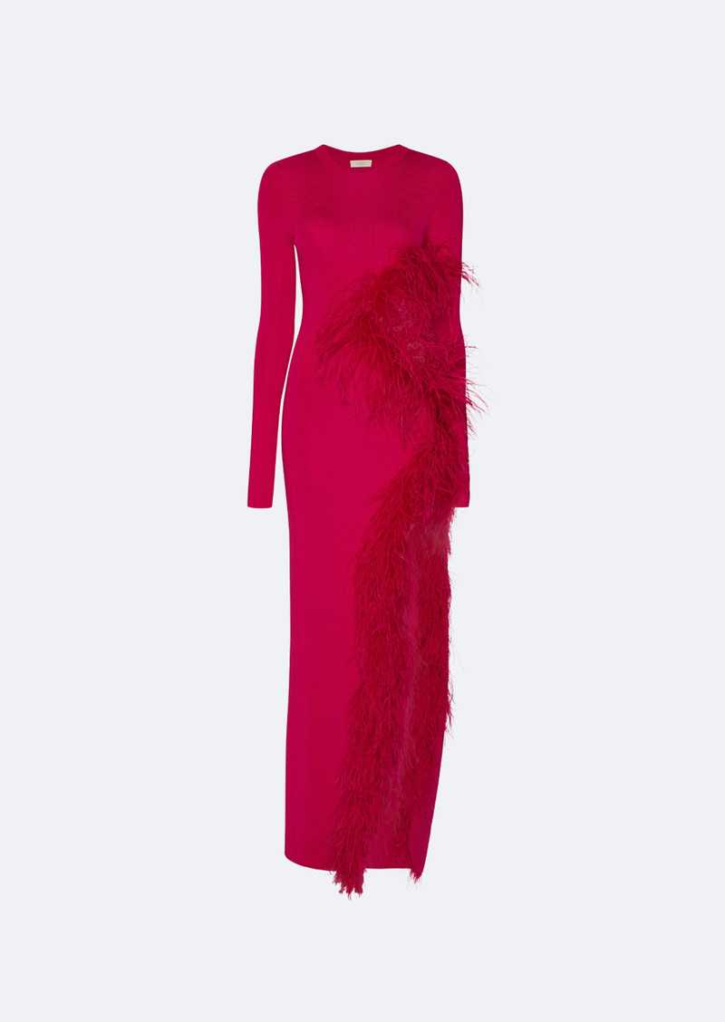 LAPOINTE Shiny Viscose Cut-Out Dress With Feathers outlook