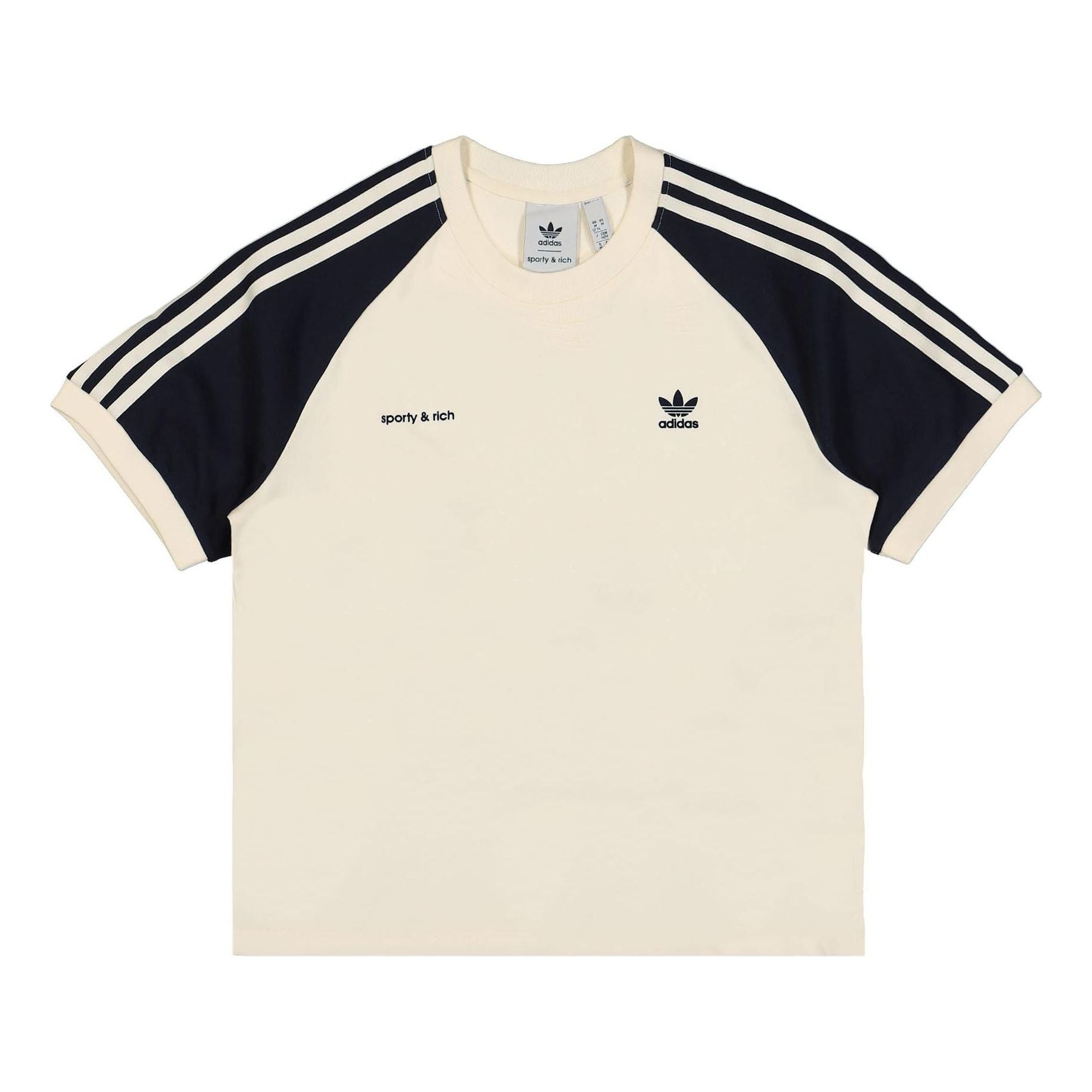 (WMNS) adidas Originals x Sporty & Rich T-shirt 'Cream White Navy' IN5251 - 1