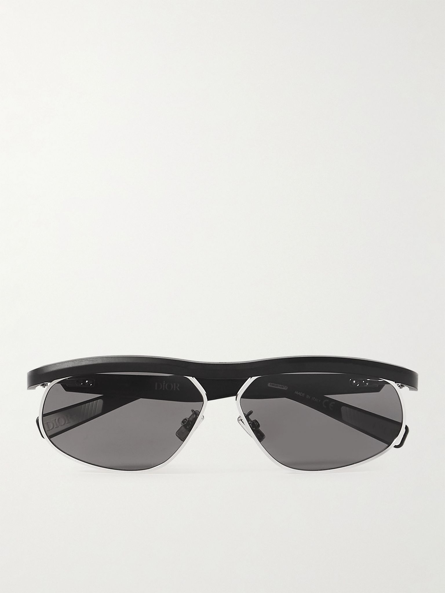 DioRider S1U Oval-Frame Acetate and Silver-Tone Sunglasses Black - 1