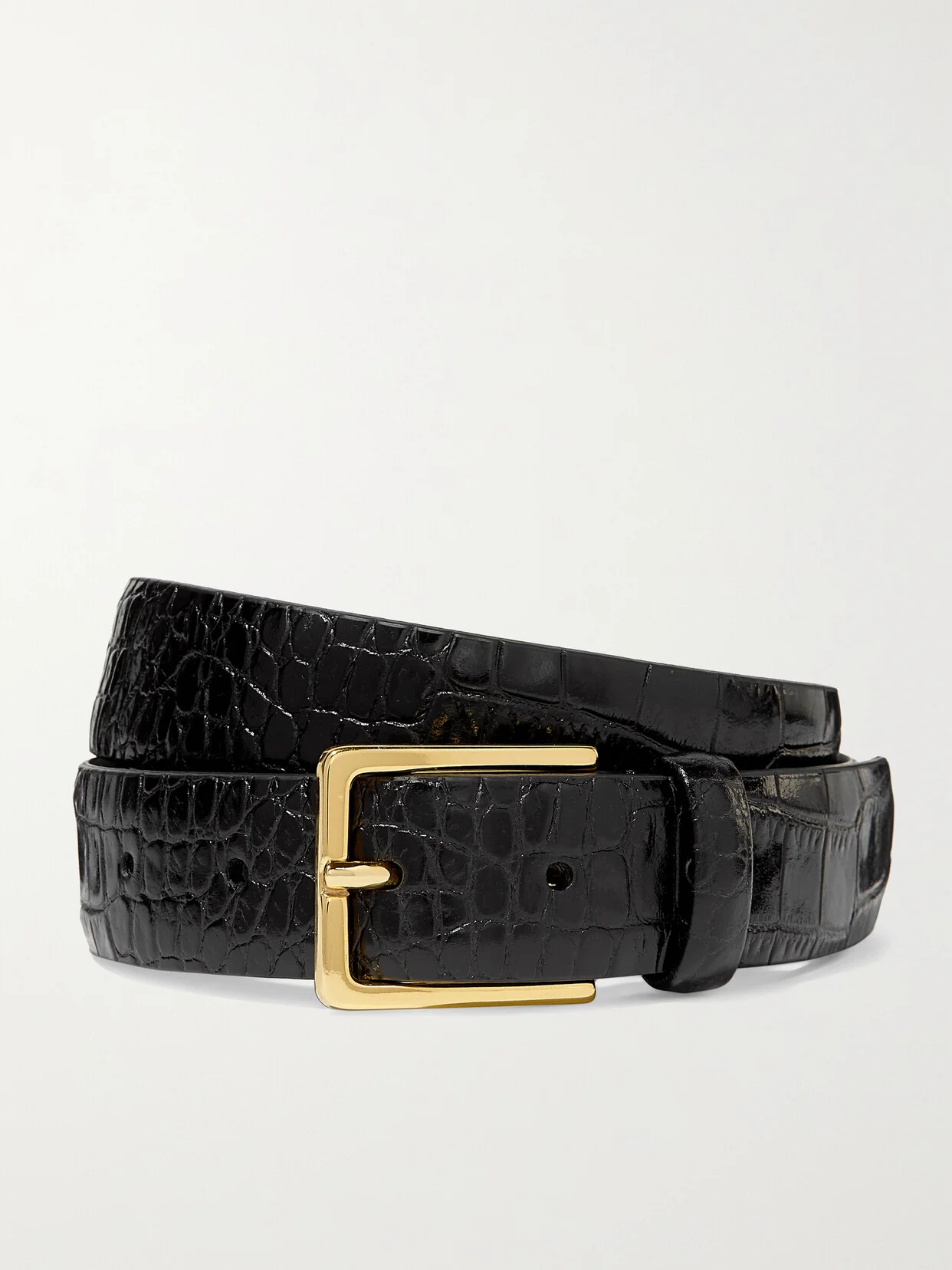 Croc-effect Leather Belt - 1