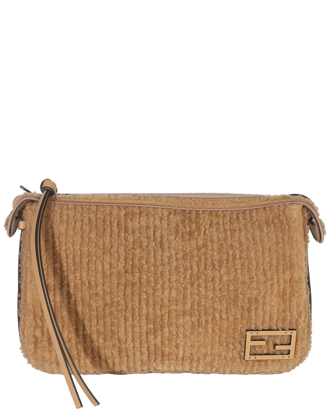 FENDI Brown Fabric Medium Simply Shoulder Bag (Authentic Pre-Loved) - 1