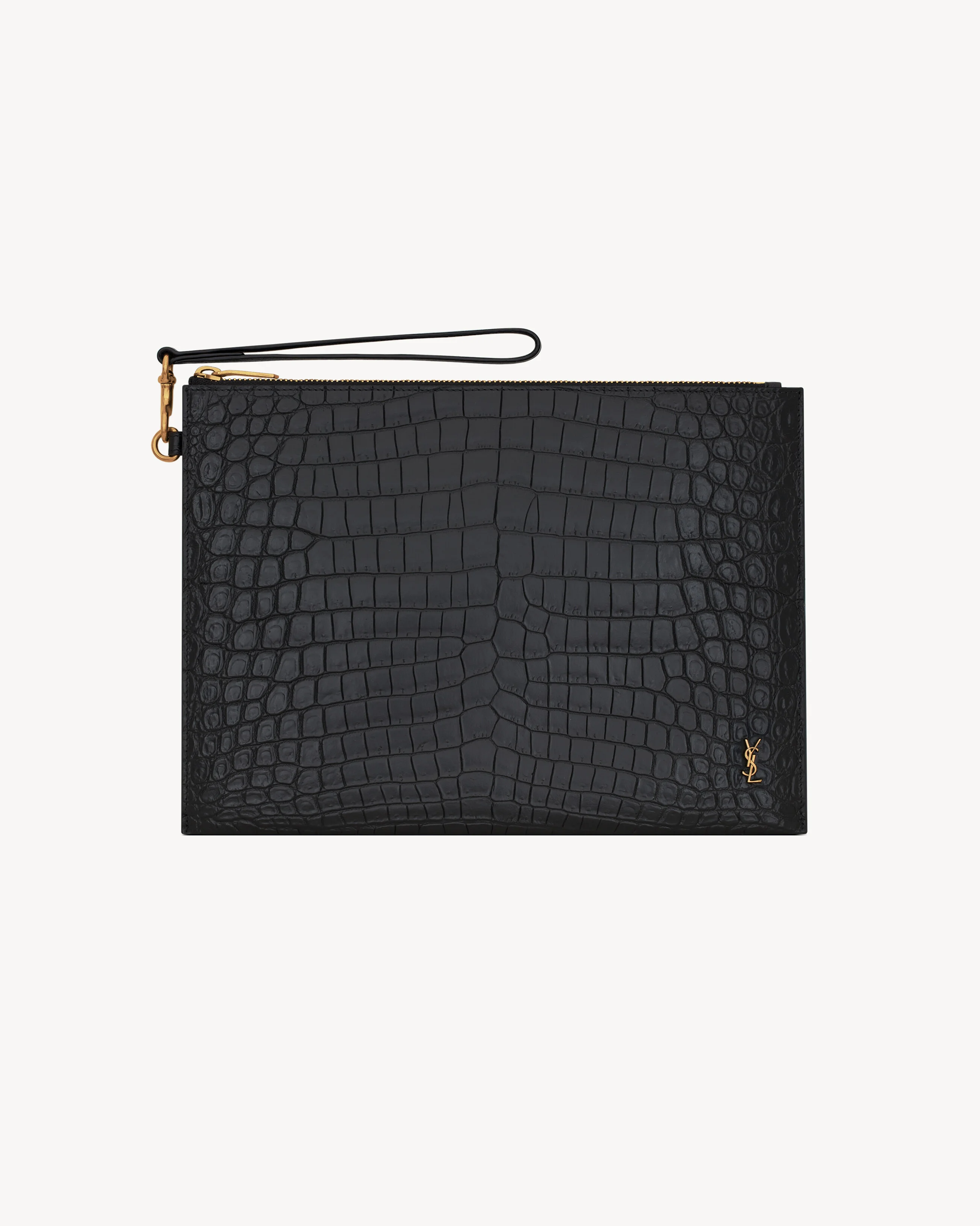 TINY CASSANDRE ZIP TABLET HOLDER IN CROCODILE-EMBOSSED LEATHER - 1