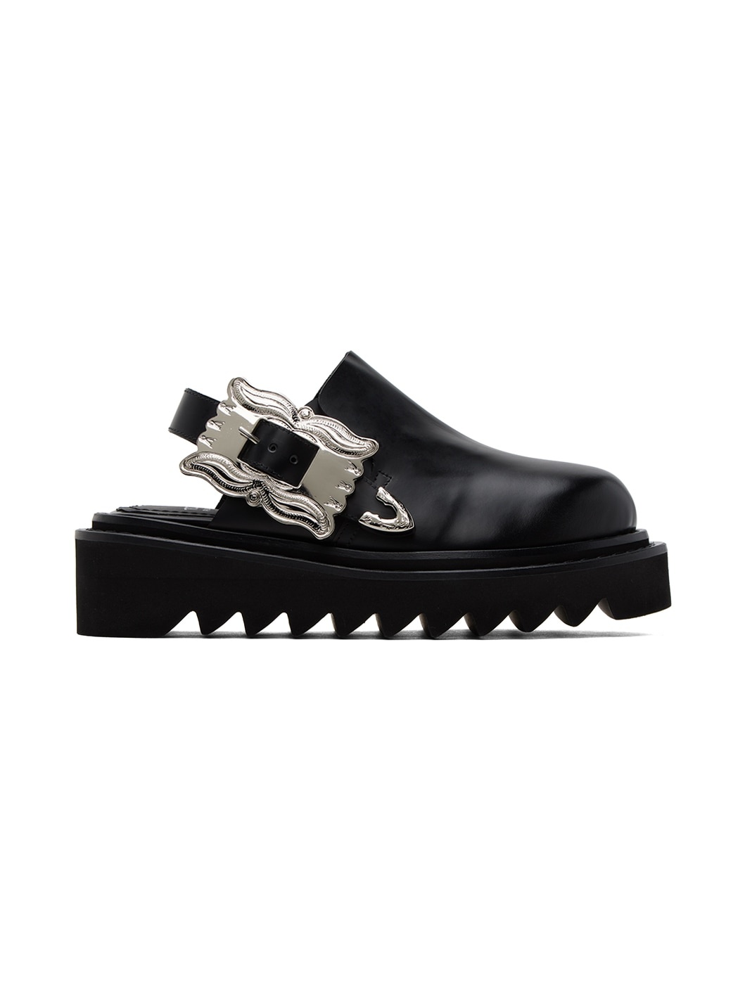 Black Pin-Buckle Mules - 1