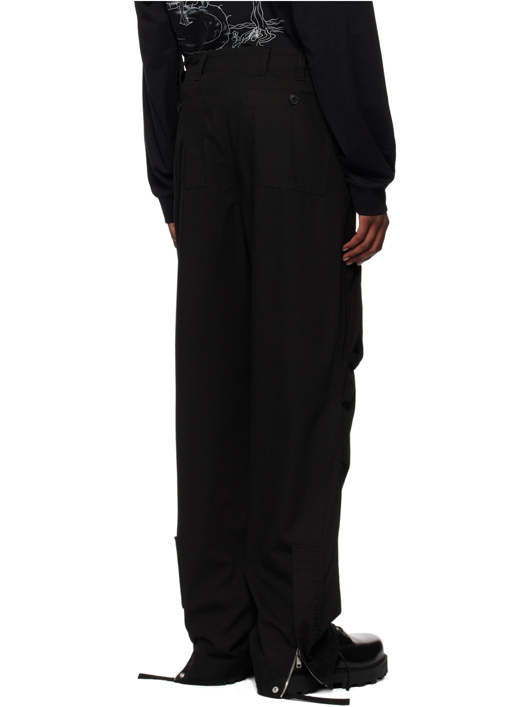 Black Flap Pocket Cargo Pants - 3