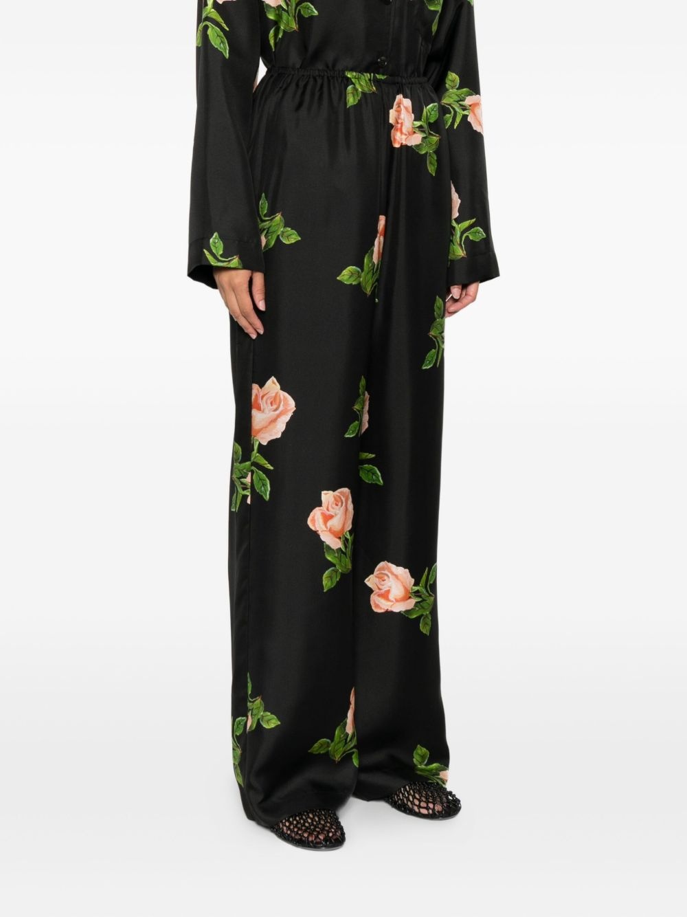 Arvenn rose-print elastic-waist trousers - 3
