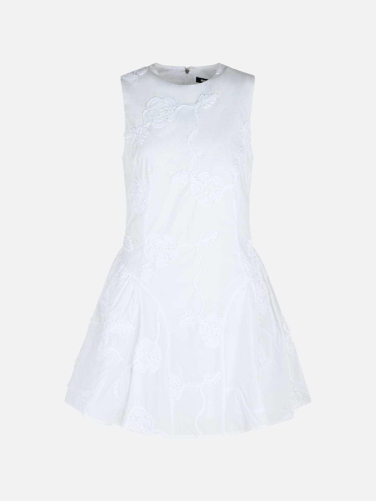 BRIGHT WHITE COTTON POPLIN MINI DRESS - 1
