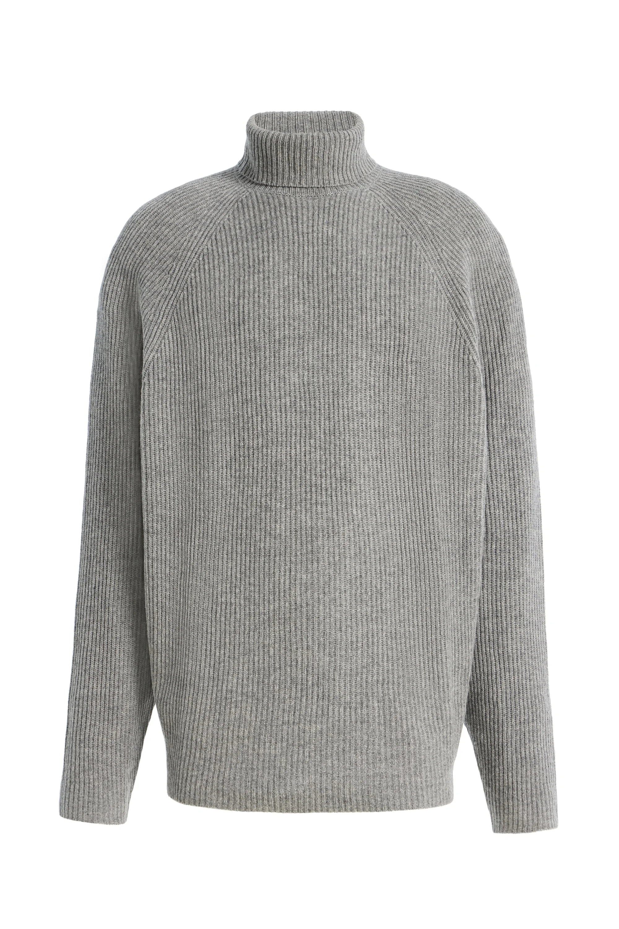 Wigman Knit Turtleneck Sweater in Heather Grey Cashmere - 1