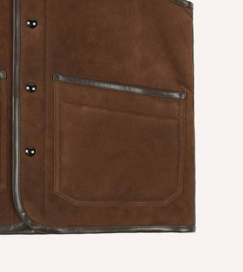 Brown Suede Shearling Vest 4