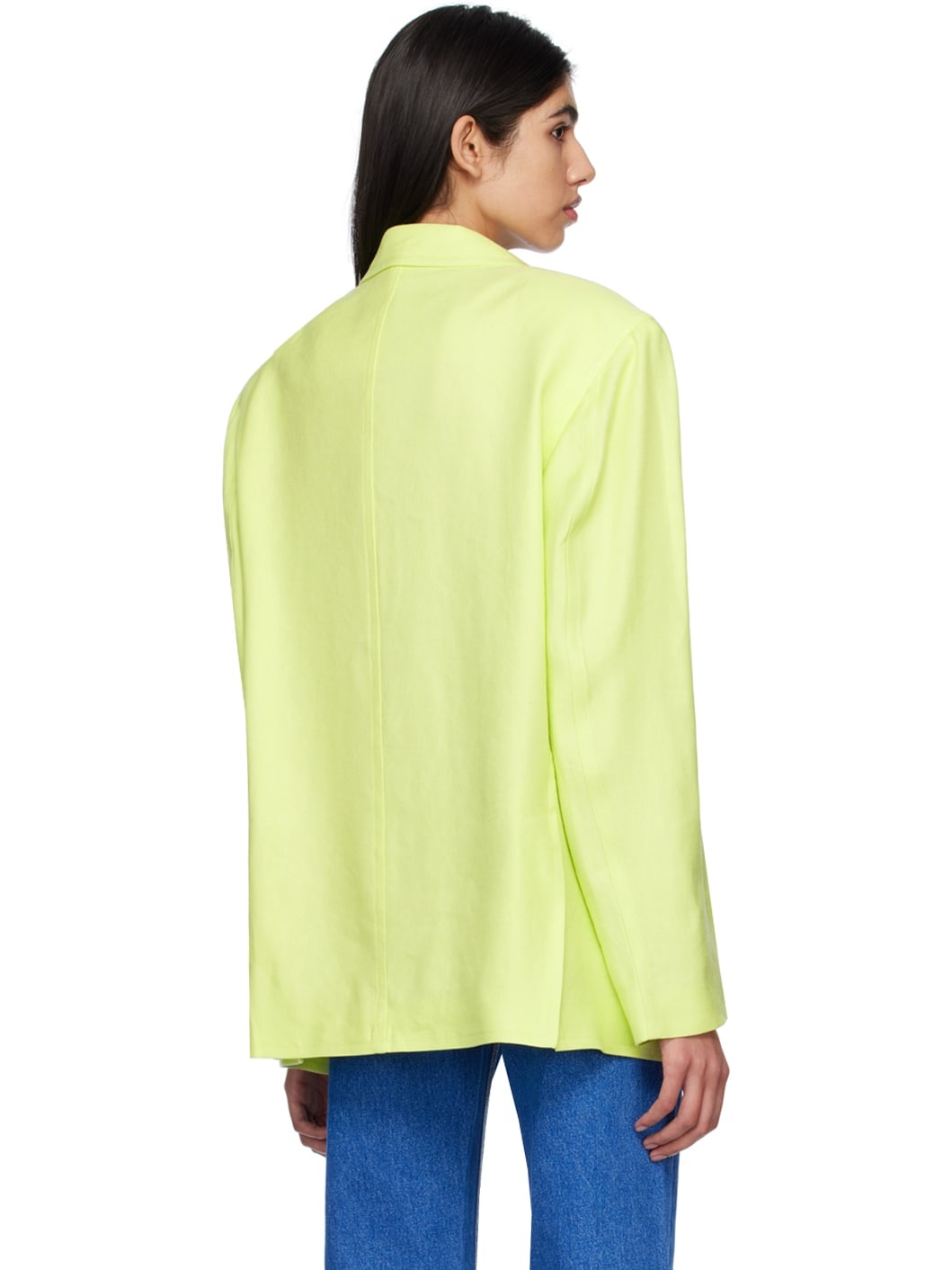 Green Folded Point Blazer - 3