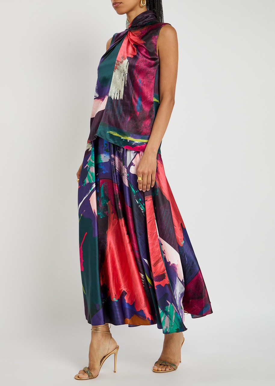 Roksanda Ava Printed Silk-satin top - 4