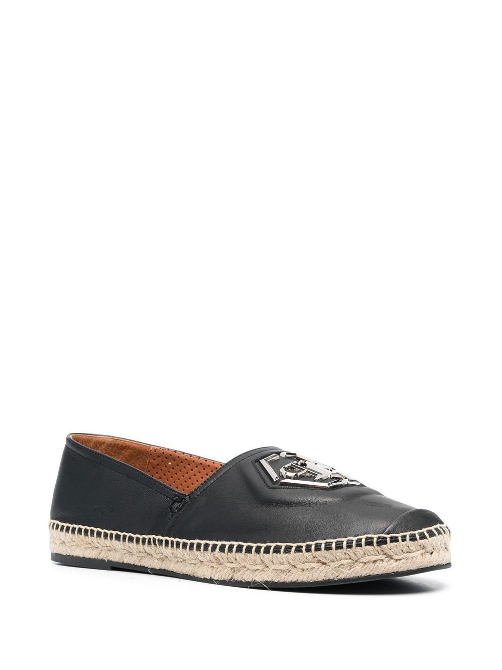 logo-plaque leather espadrilles - 2