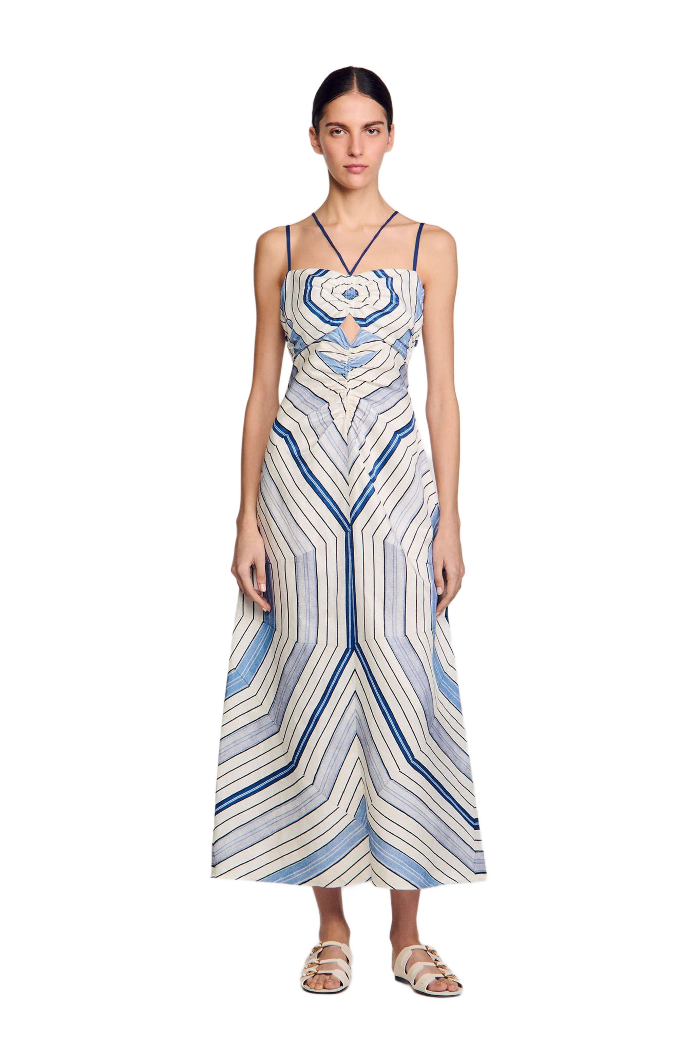 SANDRO Spiral-motif maxi dress in Sky Blue at Nordstrom - 6