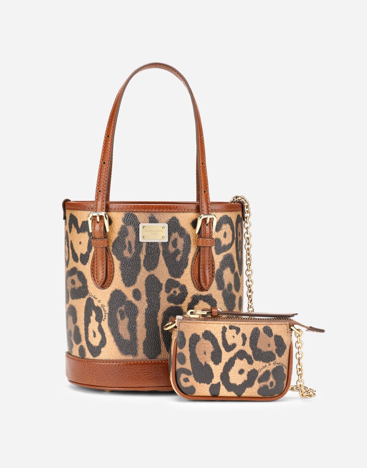 Small bucket bag in leopard-print Crespo with branded plate - 5