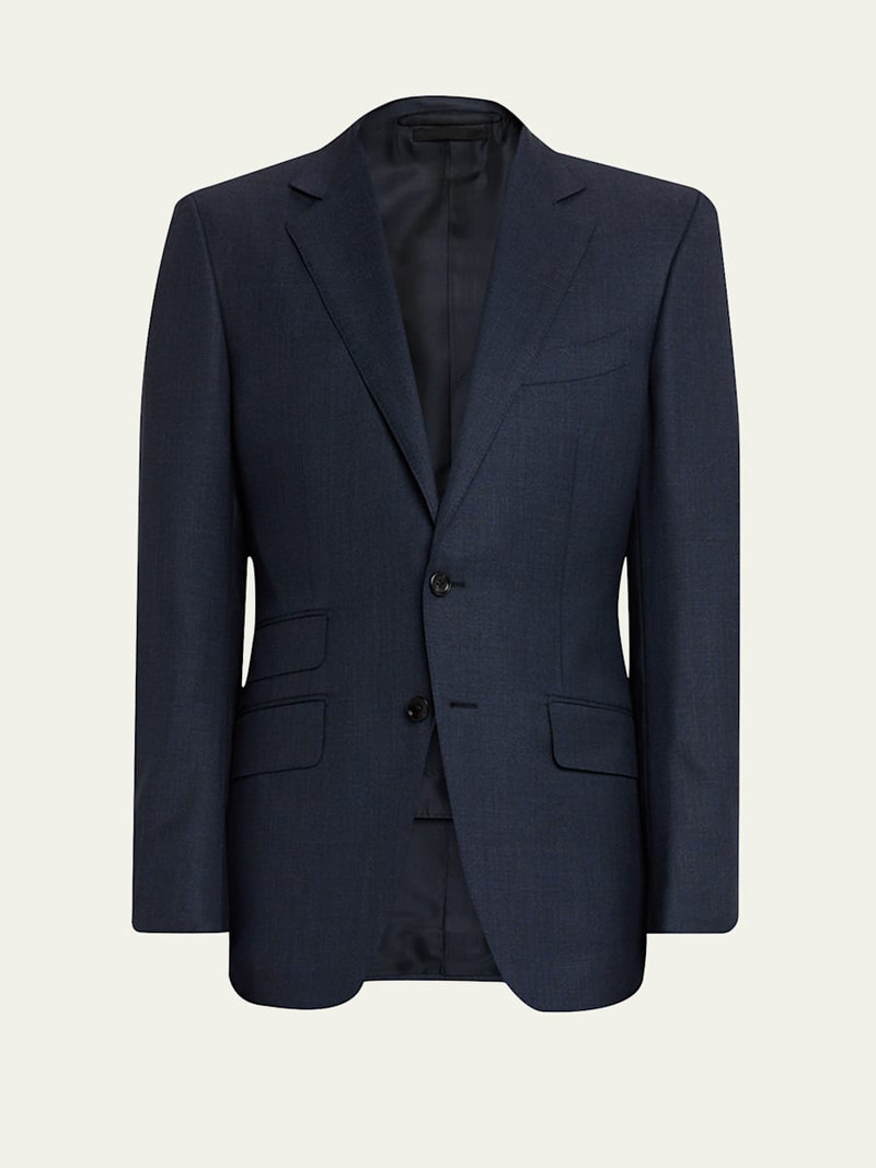 Men's Wool Notch-Lapel Two-Piece Suit 1