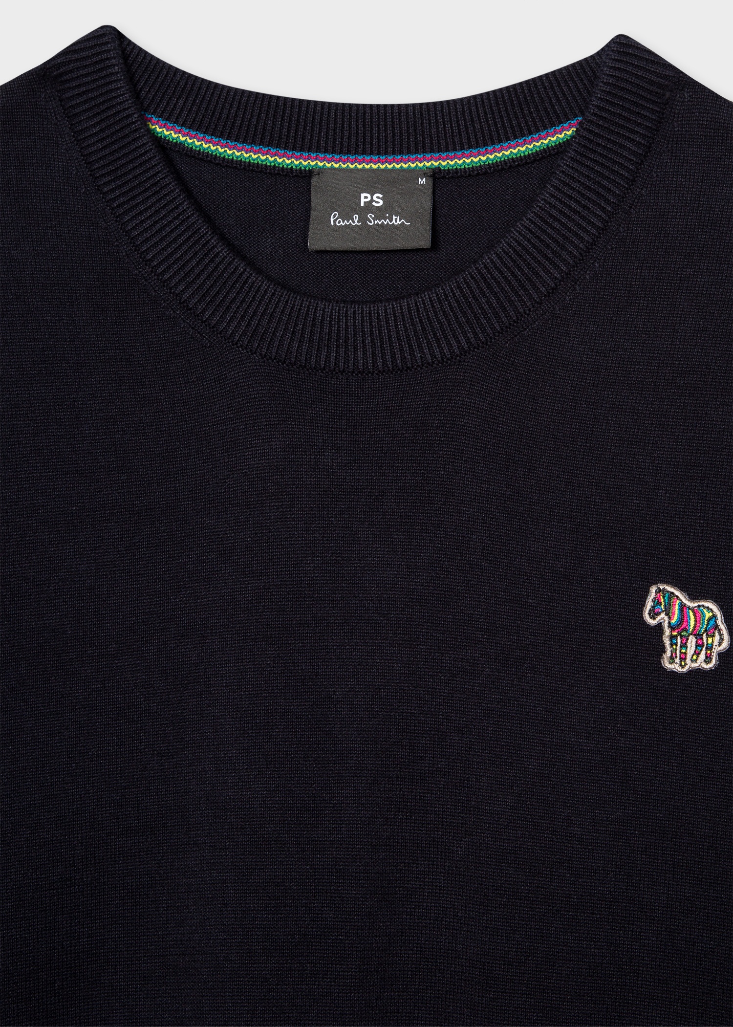 Dark Navy Zebra Logo Knitted Cotton Sweater - 2
