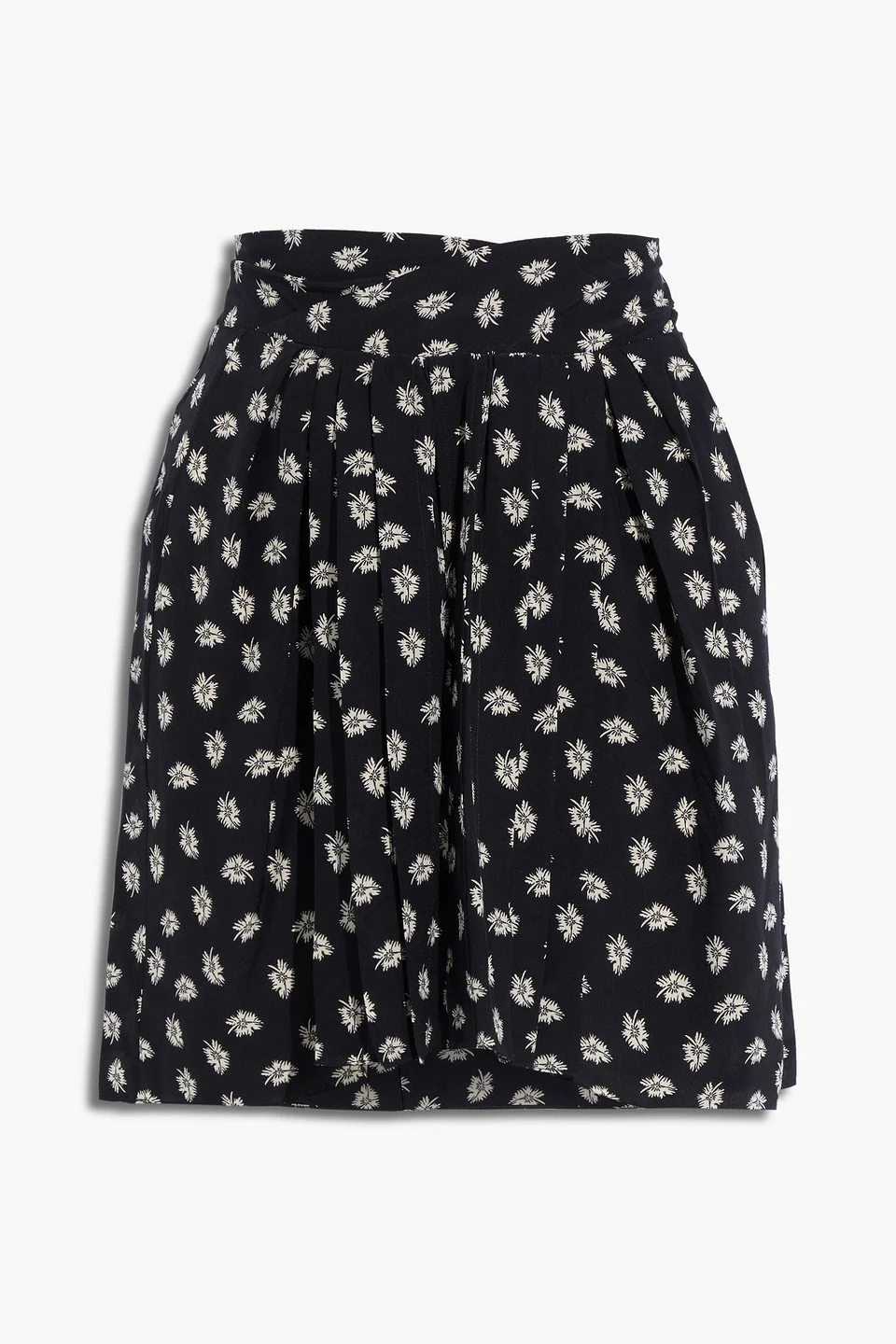 Pleated printed silk crepe de chine mini skirt - 1