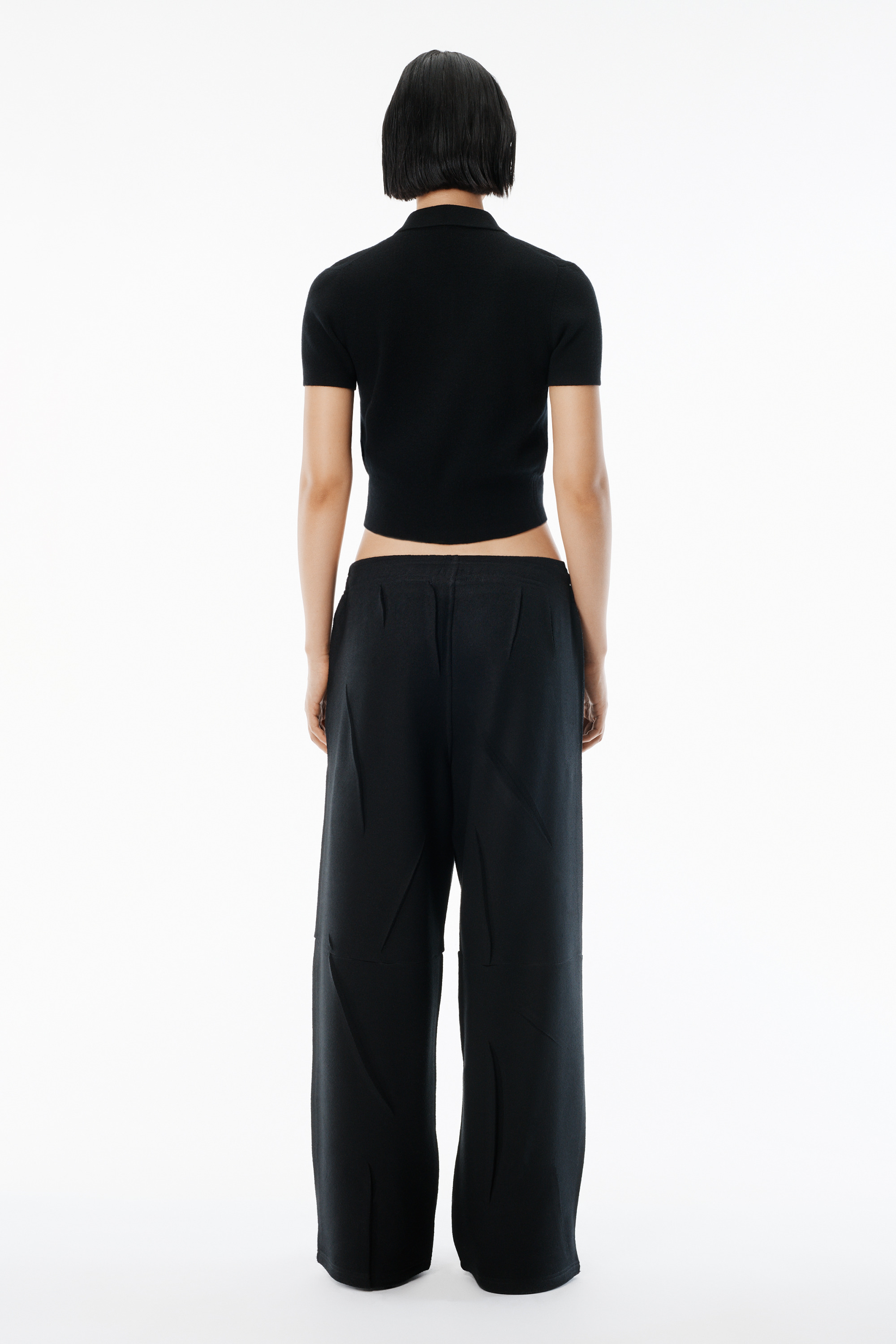 Black Wool Short Sleeve Polo Cardigan - 4