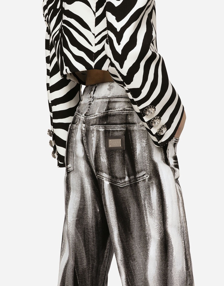 Striped-effect coated boyfriend jeans - 4