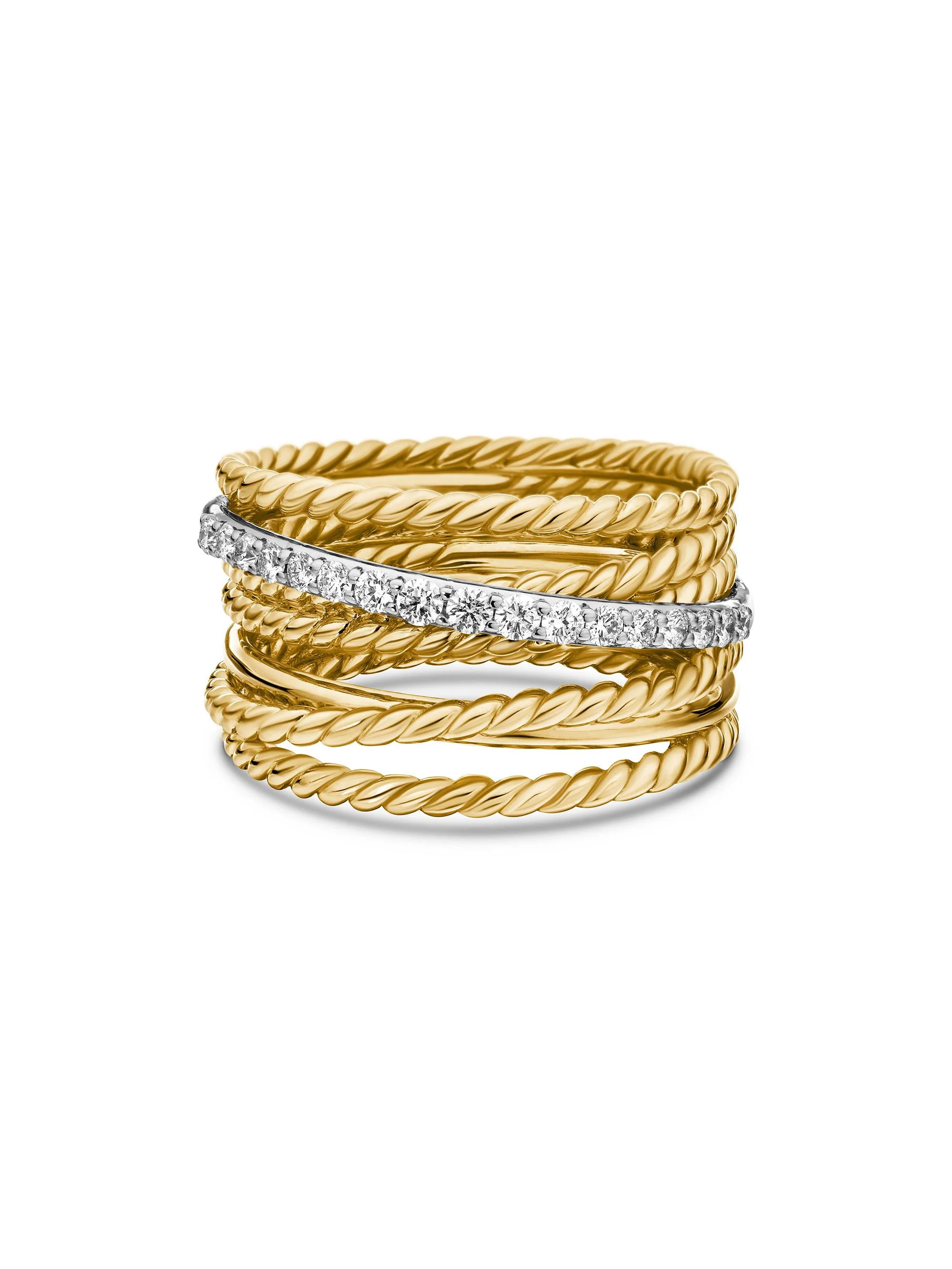 Women's Crossover Ring in 18K Yellow Gold - Diamond - 1