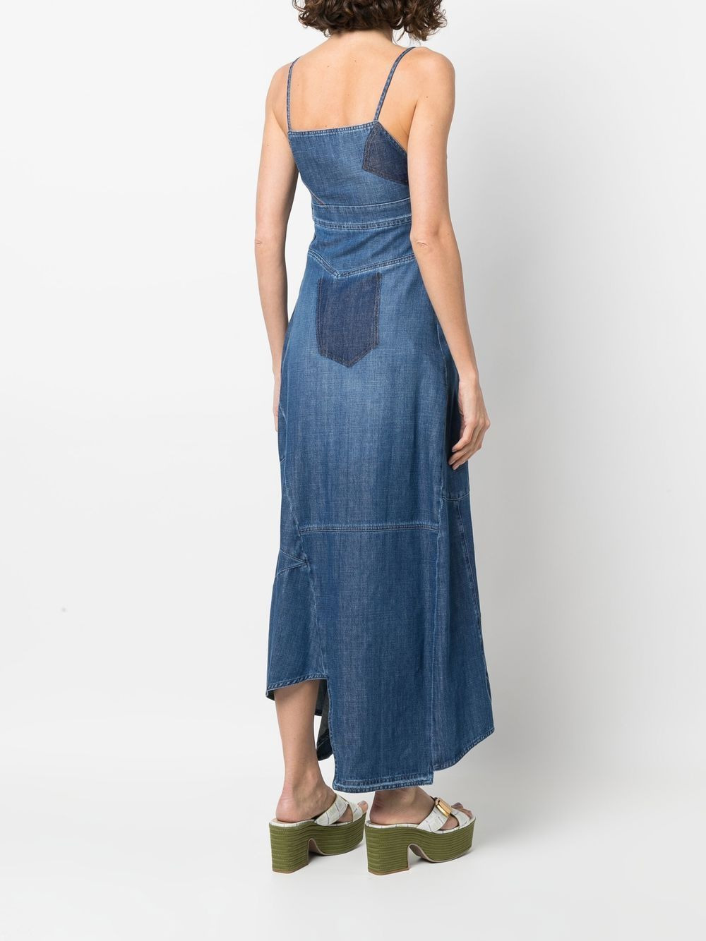 asymmetric denim ruffle dress - 4