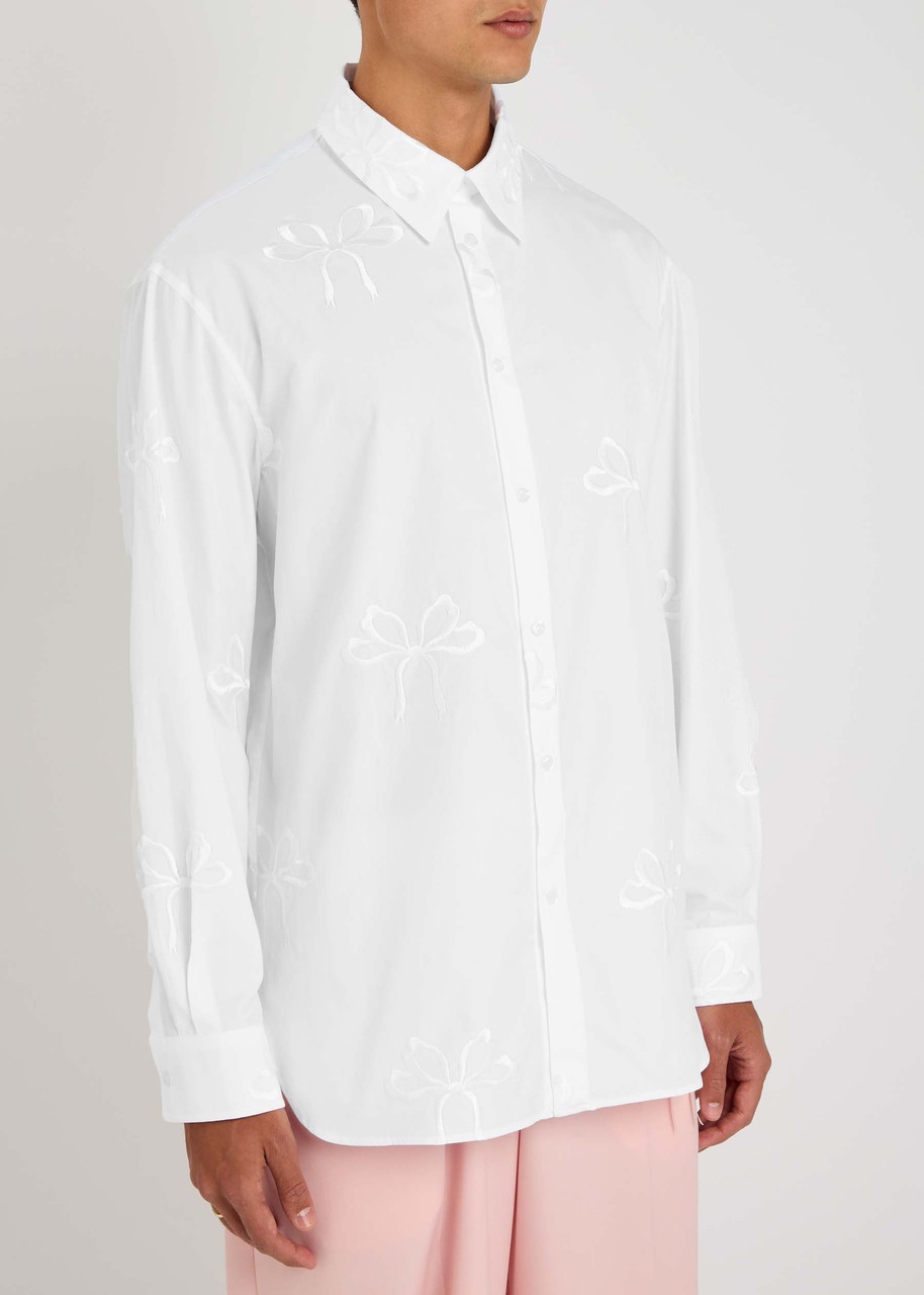 Simone Rocha Carnation Bow-embroidered Cotton-poplin Shirt - 2