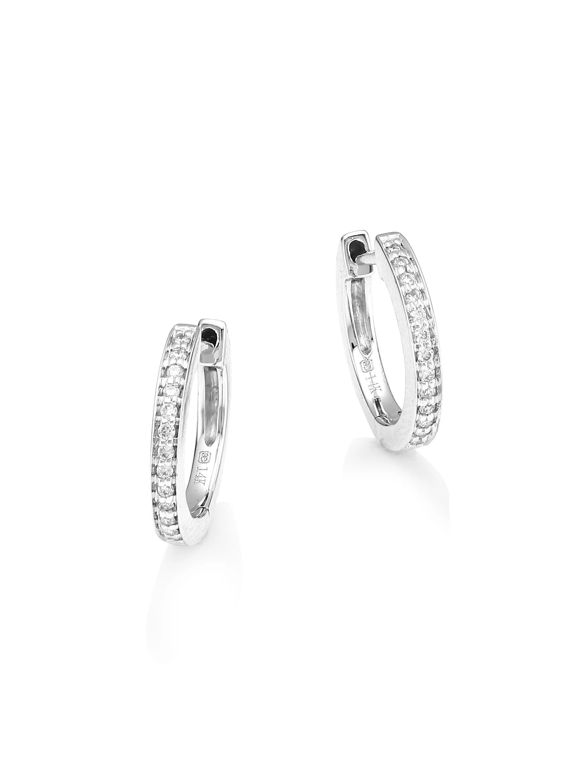 Women's 14K White Gold & Diamond Huggie Earrings - 1