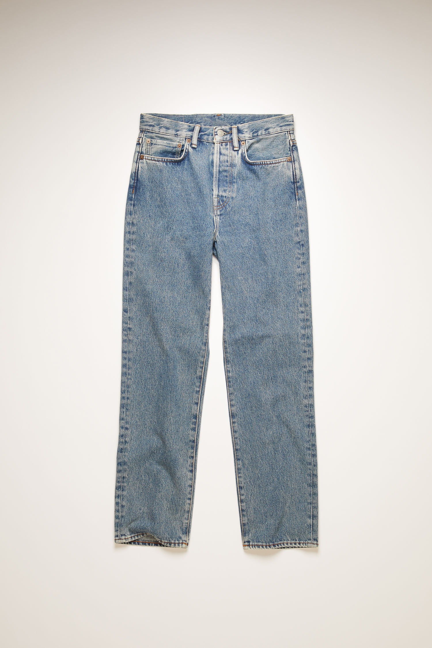 Cropped straight-leg jeans mid blue - 1