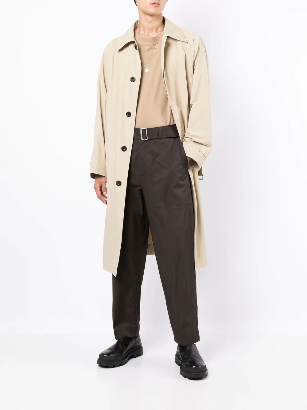 mid-length belted trench coat - 2