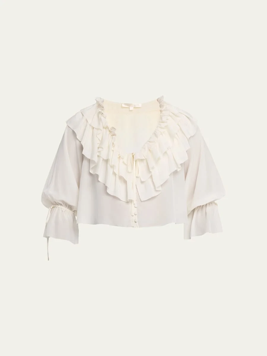 Warlow Silk Ruffle Blouse - 1