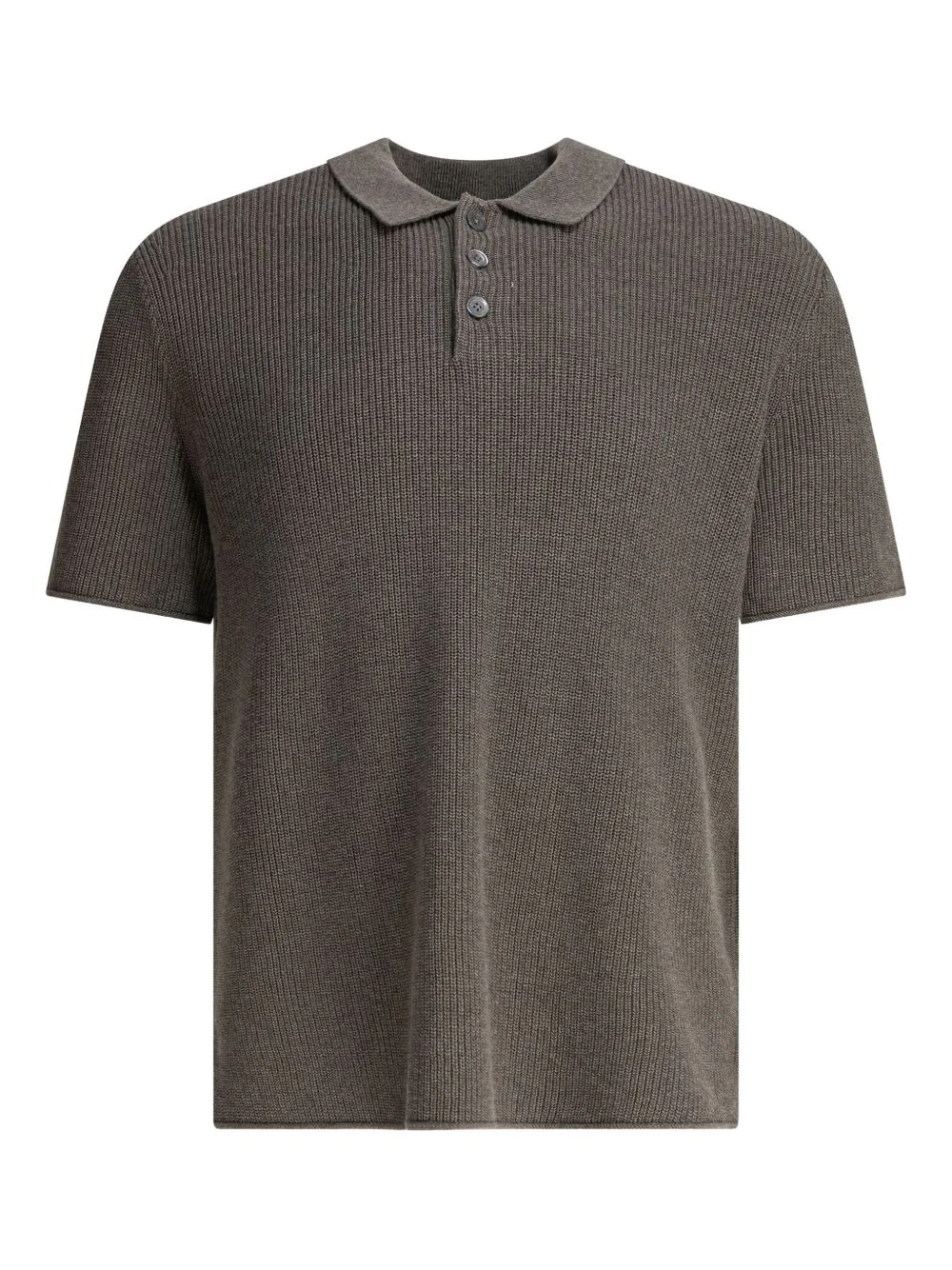 ribbed cotton-linen blend polo shirt - 1