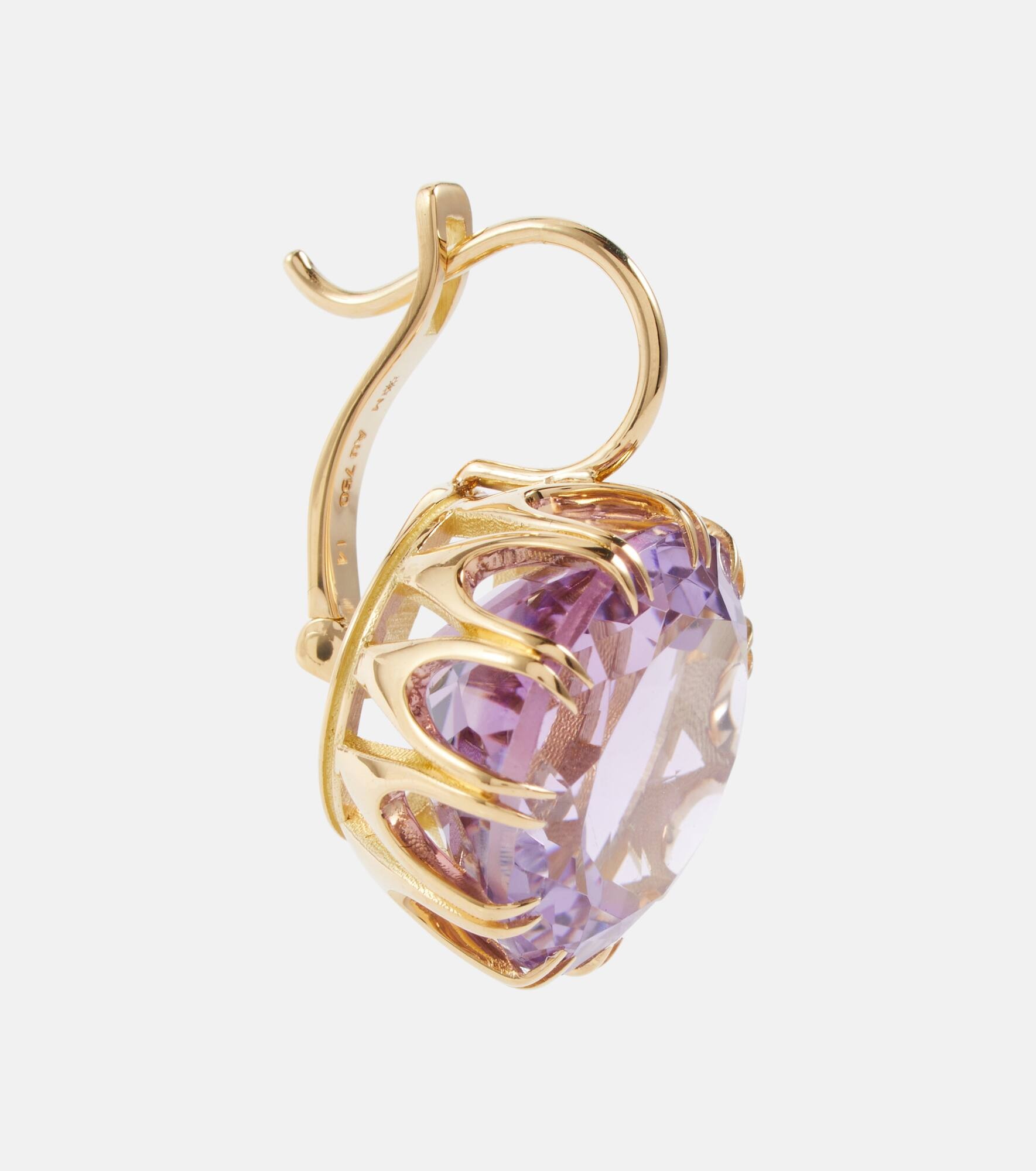 18kt gold earrings with amethysts - 4