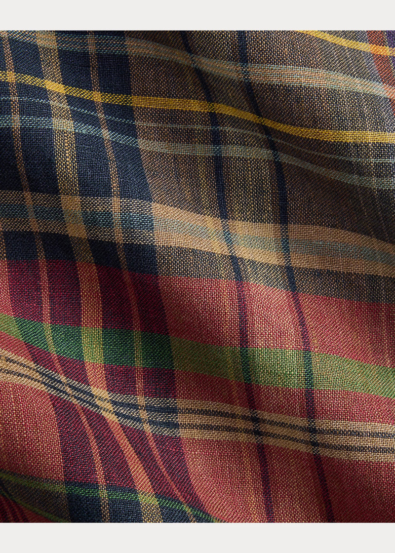 Classic Fit Plaid Linen Popover Shirt 7