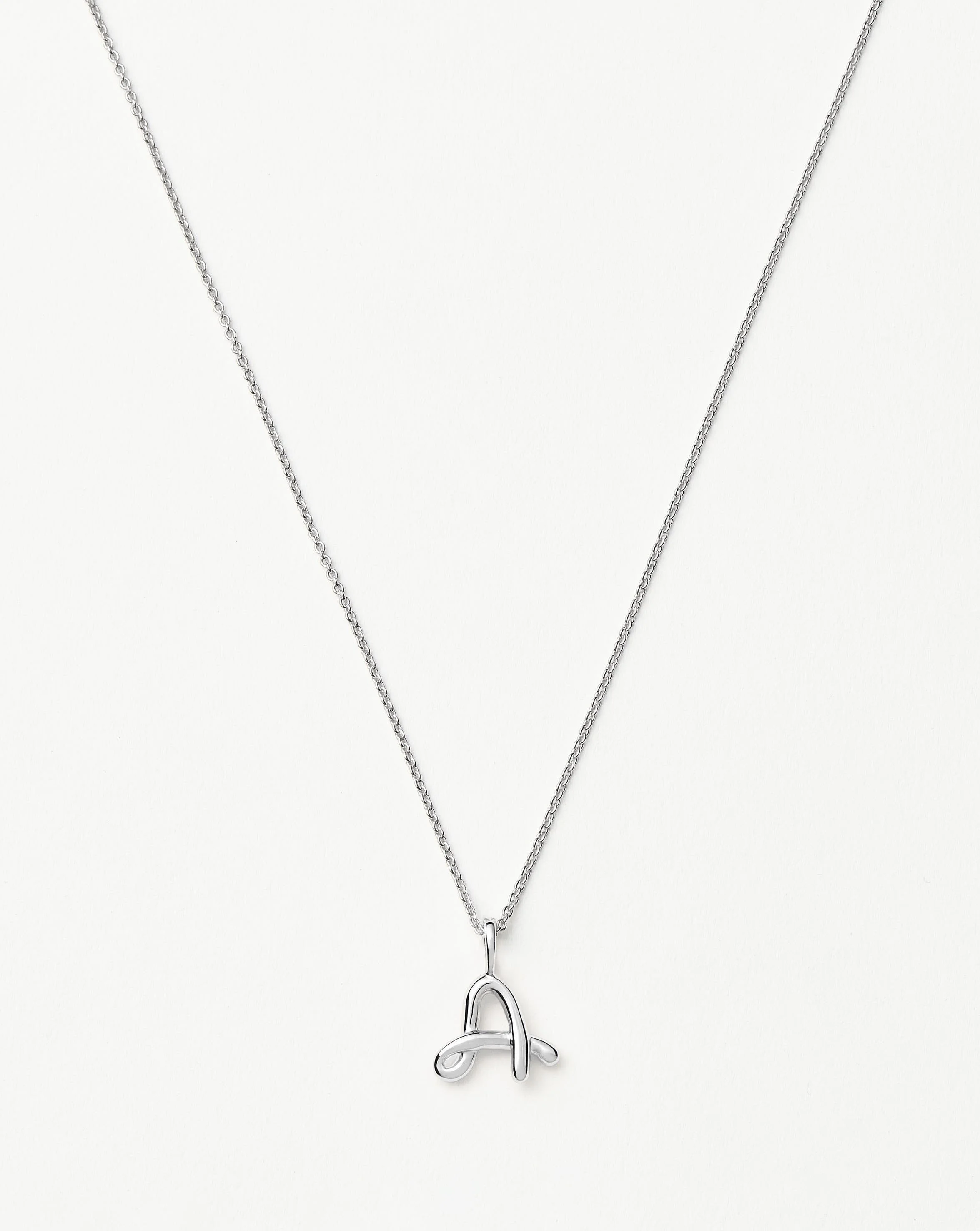 Curly Molten Mini Initial Necklace - A - 1