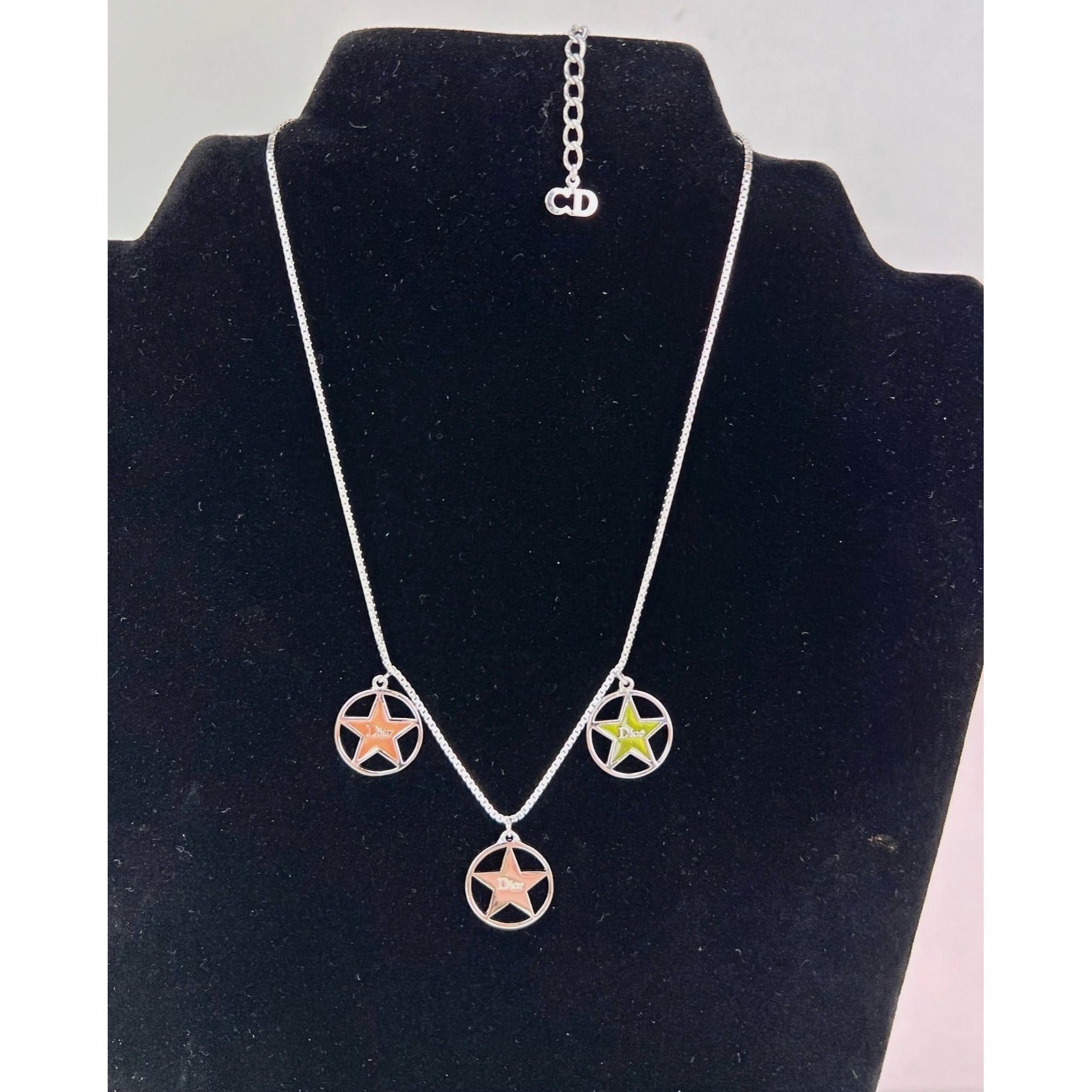 Christian Dior Multi Star Adjustable Silver Finish Necklace - 2