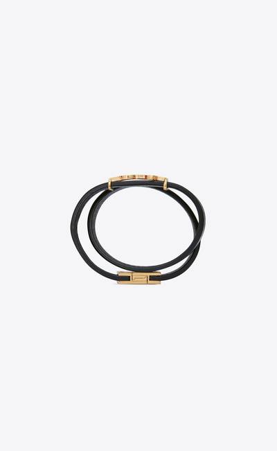 SAINT LAURENT opyum double wrap bracelet in leather and metal outlook