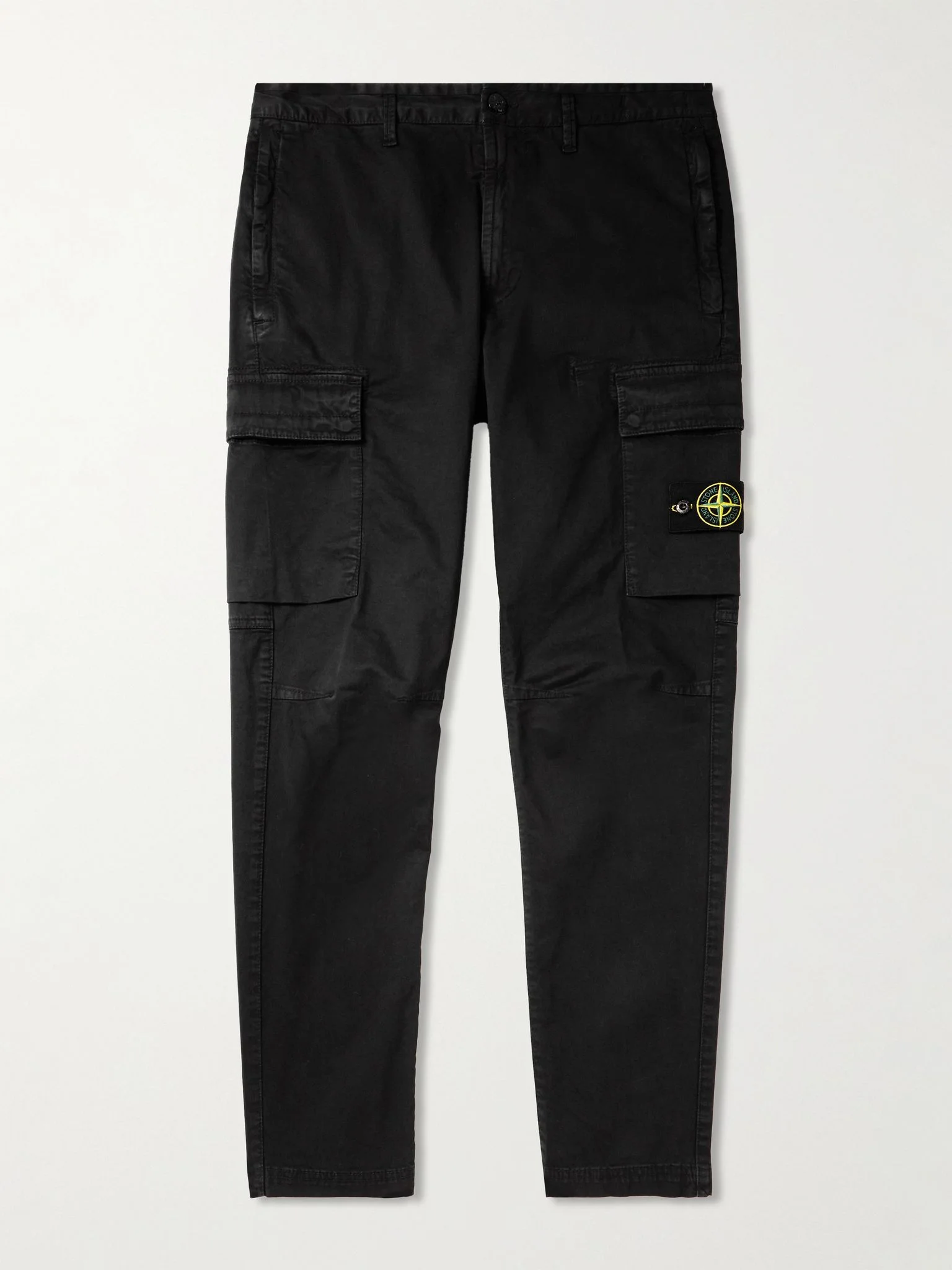 Tapered Stretch-Cotton Cargo Trousers Black - 1