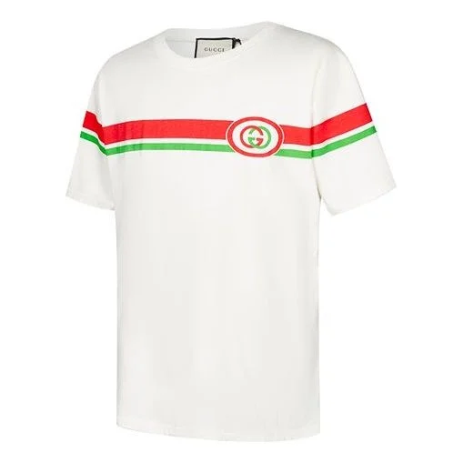 Gucci GG Stripe Printing Short Sleeve White 565806-XJBAR-9037 - 1