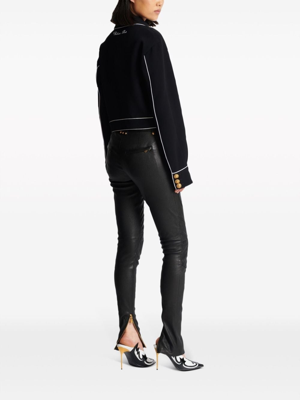 logo-embroidered Western jacket - 4