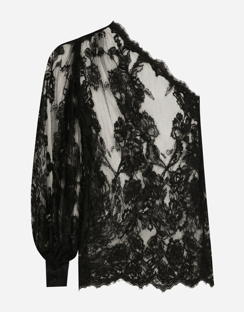 Dolce & Gabbana Chantilly lace one-shoulder blouse outlook